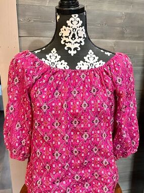 Anthropologie Women’s Off‑Shoulder Peasant Top - fucshia sz XS